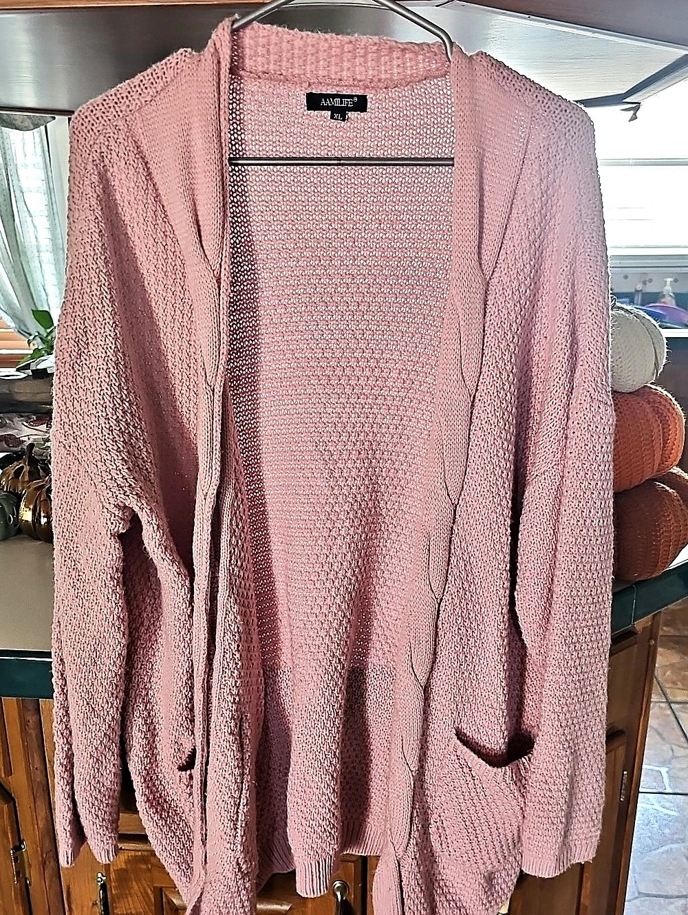 AAMILIFE Open Front Cardigan in Pink Size Medium